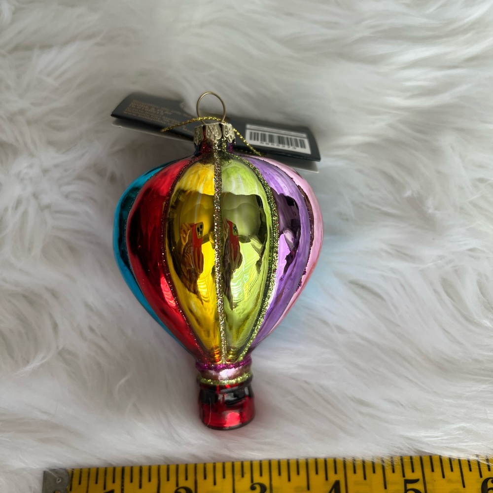 Robert Stanley Hot Air Balloon Glass Holiday Christmas Ornament NEW Glittery - Picture 2 of 2